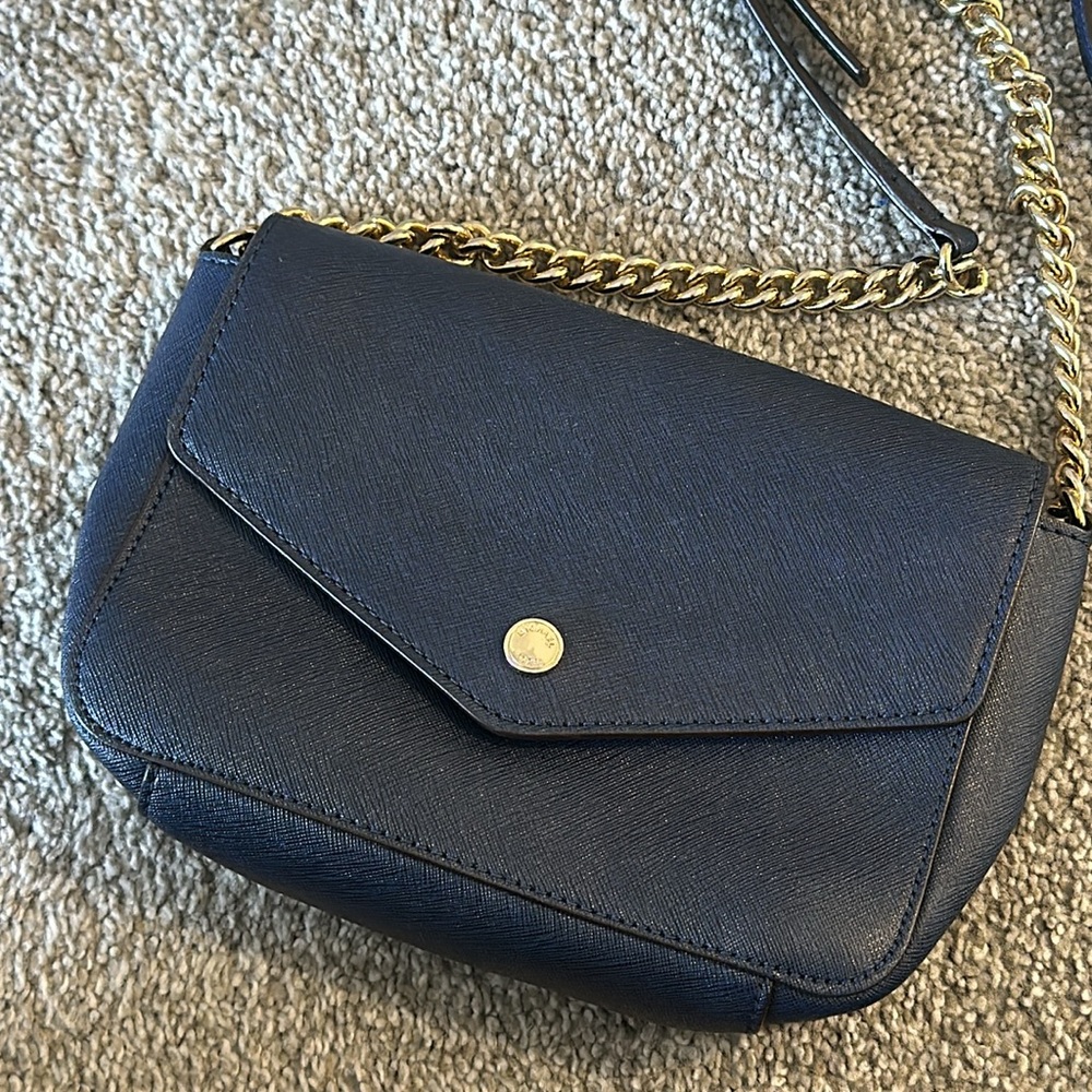 Michael Kors Navy Leather Crossbody Bag - Sleek & Stylish